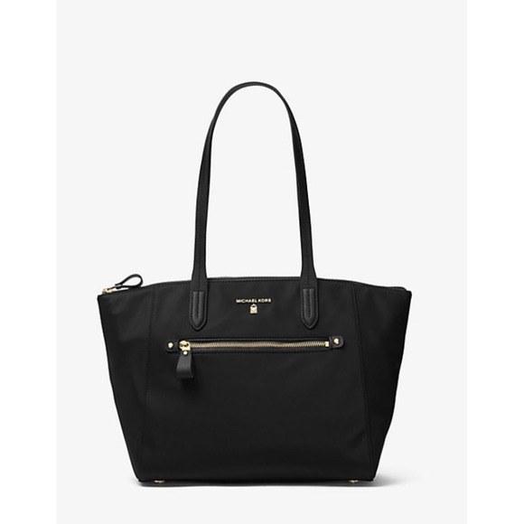NWT Michael Kors Nylon Kelsey Black Tote Bag Authentic Women's Purse - Picture 1 of 8